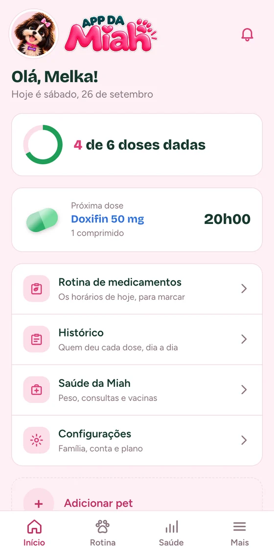 Tela inicial do app com a marca da clínica